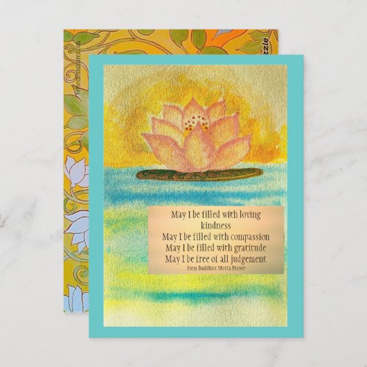 黙想カード仏教のMettaの祈りの言葉 ポストカード (正面/裏面)