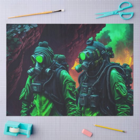 黙示録の後のバイオワーファーガスマスクツインWWII 薄葉紙 (クラフト)