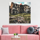 黙示録の後の破壊 |破棄された建物 キャンバスプリント (インサイチュ (リビング))