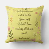 黙示録21:4、クリスチャンティール（緑がかった色）緑 クッション (正面)