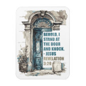 黙示録3:20わたしは扉に立ち、ノックする マグネット (縦)