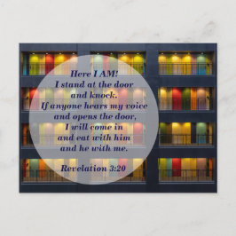 黙示録3:20ドアに立ってノック ポストカード