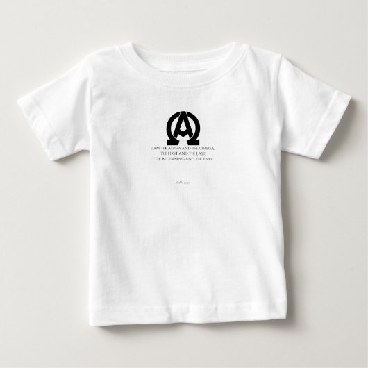 黙示録 22:13:「わたしはアルファでありオメガである」 ベビーTシャツ (正面)
