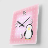 鼠径部ピンク スクエア壁時計 (傾斜)