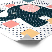 鼻おもしろい象の子供の動物 ポスター (角)