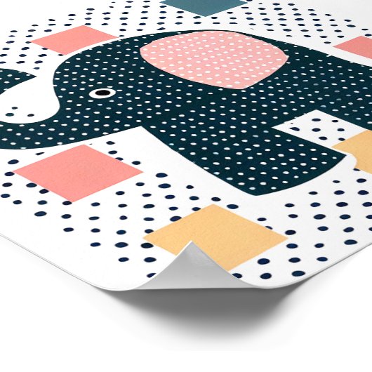 鼻おもしろい象の子供の動物 ポスター (角)