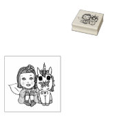 鼻にかわいらし蝶を付けたユニコーン ラバースタンプ (押印)