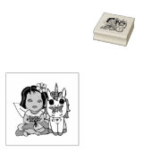 鼻にかわいらし蝶を付けたユニコーン ラバースタンプ (押印)