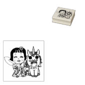 鼻にかわいらし蝶を付けたユニコーン ラバースタンプ (押印)