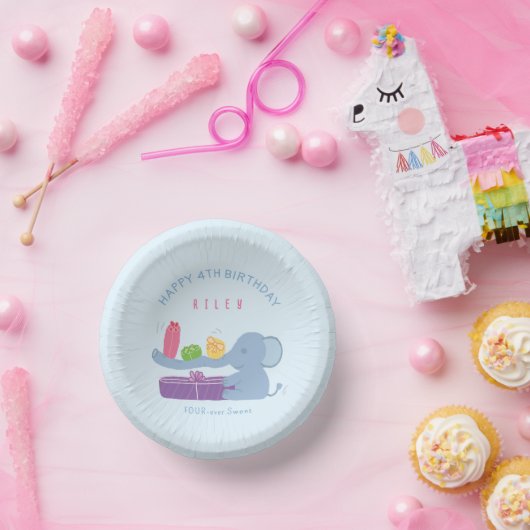 鼻の長い象とプレゼントの誕生日紙皿 ペーパーボウル (パーティー)