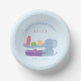 鼻の長い象とプレゼントの誕生日紙皿 ペーパーボウル