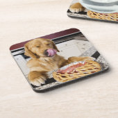 鼻をさくらんぼパイを食べた後舐めることの後をつけて下さい コースター (左側)