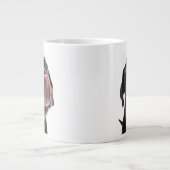 鼻をなめる黒いラブラドール ジャンボコーヒーマグカップ (正面)