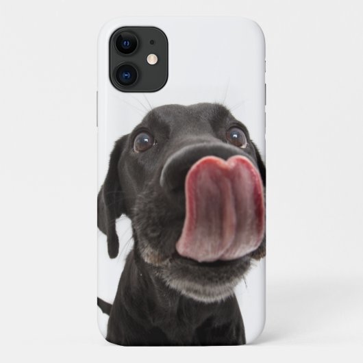 鼻をなめる黒いラブラドール Case-Mate iPhoneケース (裏面)