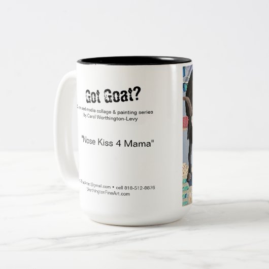 鼻キス4マママママグカップ – すべてのカップでヤギを愛する！ ツートーンマグカップ (正面左)
