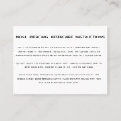 鼻ピアス業務のアフターケアの指示 名刺 (正面)