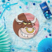 鼻怒付き激しいブルマスコットリングや輪 ペーパープレート (パーティー)