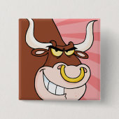 鼻怒付き激しいブルマスコットリングや輪 缶バッジ (正面)