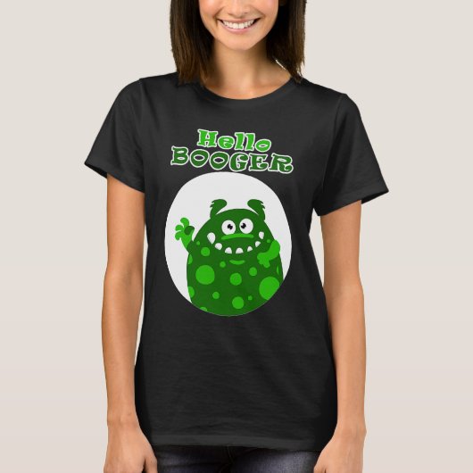鼻水が出る鼻から出た大きな緑の鼻くそ Tシャツ (正面)