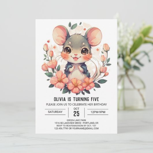 齧歯動物の魔法のマウス誕生日 招待状 (スタンド正面)