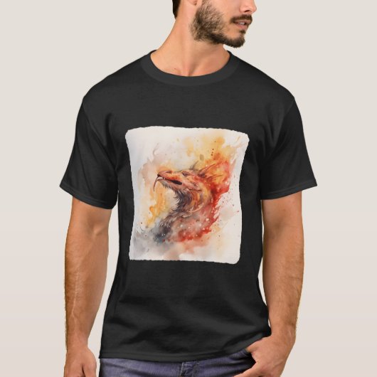龍が火を吹き竜をMに吹き込む Tシャツ (正面)