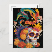 龍とフェニックスと死んだスカルの日 ポストカード (正面/裏面)