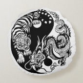 龍と虎の陰陽記号 ラウンドクッション (裏面)
