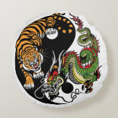 龍と虎の陰陽記号 ラウンドクッション (裏面)