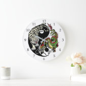 龍と虎の陰陽記号 ラージ壁時計 (ホーム)