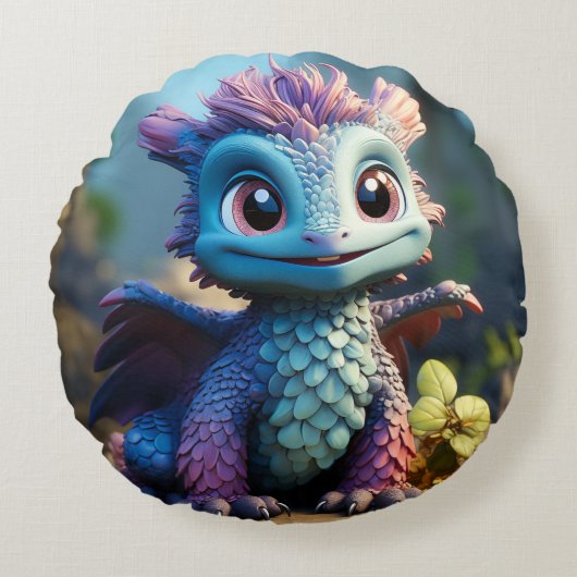 龍のエプロンお洒落アイデン ラウンドクッション (正面)