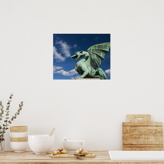 龍の上に4つの青銅の龍の1つ ポスター (キッチン)