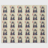 龍の入れ墨のあるサムライ猫の肖像 ラッピングペーパー (フラット)