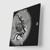 龍の入れ墨 スクエア壁時計 (傾斜)