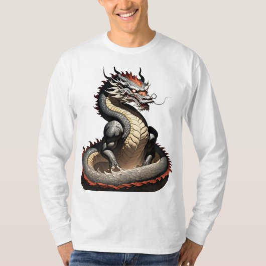 龍の怒り – 大友インスパイア手 Tシャツ (正面)