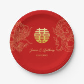 龍中国の結婚と鳳凰茶 ペーパープレート (正面)