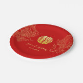 龍中国の結婚と鳳凰茶 ペーパープレート (アングル)