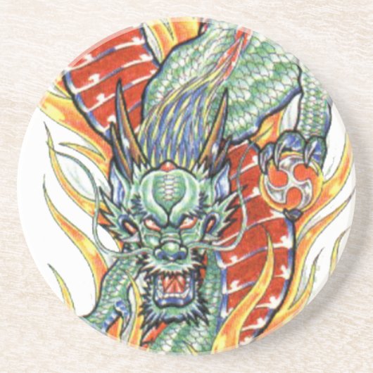龍日本のと蓮の花 コースター (正面)