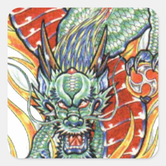 龍日本のと蓮の花 スクエアシール (正面)