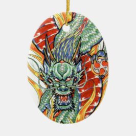 龍日本のと蓮の花 セラミックオーナメント