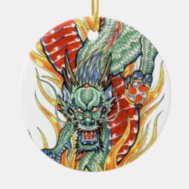 龍日本のと蓮の花 セラミックオーナメント