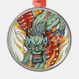 龍日本のと蓮の花 メタルオーナメント