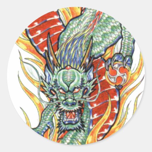 龍日本のと蓮の花 ラウンドシール (正面)