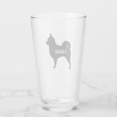 龍毛千華犬シルエットパーソナライズされた タンブラーグラス (裏面)