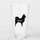 龍毛千華犬シルエットパーソナライズされた タンブラーグラス (正面)