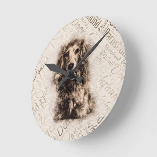 龍毛犬 ラウンド壁時計 (傾斜)
