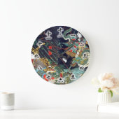龍虎、豊国のドラゴン及びトラ、Toyokuni、Ukiyo-e ラージ壁時計 (ホーム)
