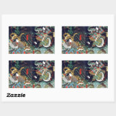 龍虎・豊国・ドラゴン・タイガー・豊国・浮世絵 長方形シール (シート)