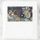 龍虎・豊国・ドラゴン・タイガー・豊国・浮世絵 長方形シール (バッグ)