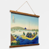 龍谷橋を渡る夕日葛飾北斎 吊り下げ型タペストリー (傾斜あり)