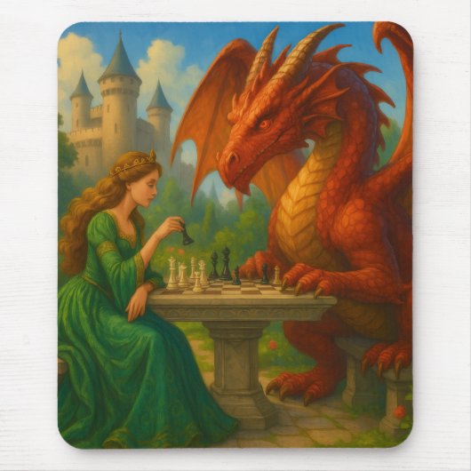 龍遊ファンタジー術を持つ王女のチェス マウスパッド (正面)
